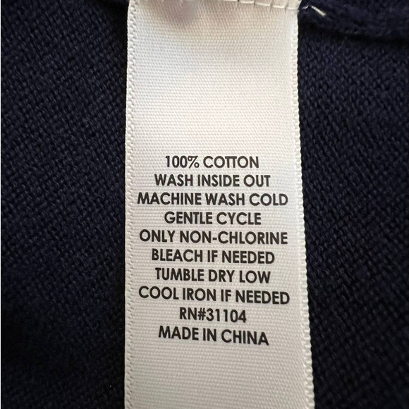 Crown & Ivy Women's Sweater Blue Size Small w/Orange Anchor and Striped Sleeves - Picture 5 of 5